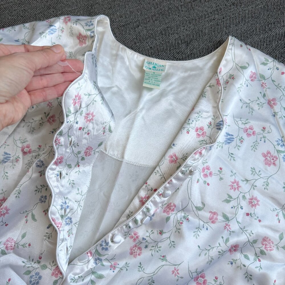 Satin Nightshirt Wildflowers/White Vintage Gilligan O'Malley - Picture 5 of 14